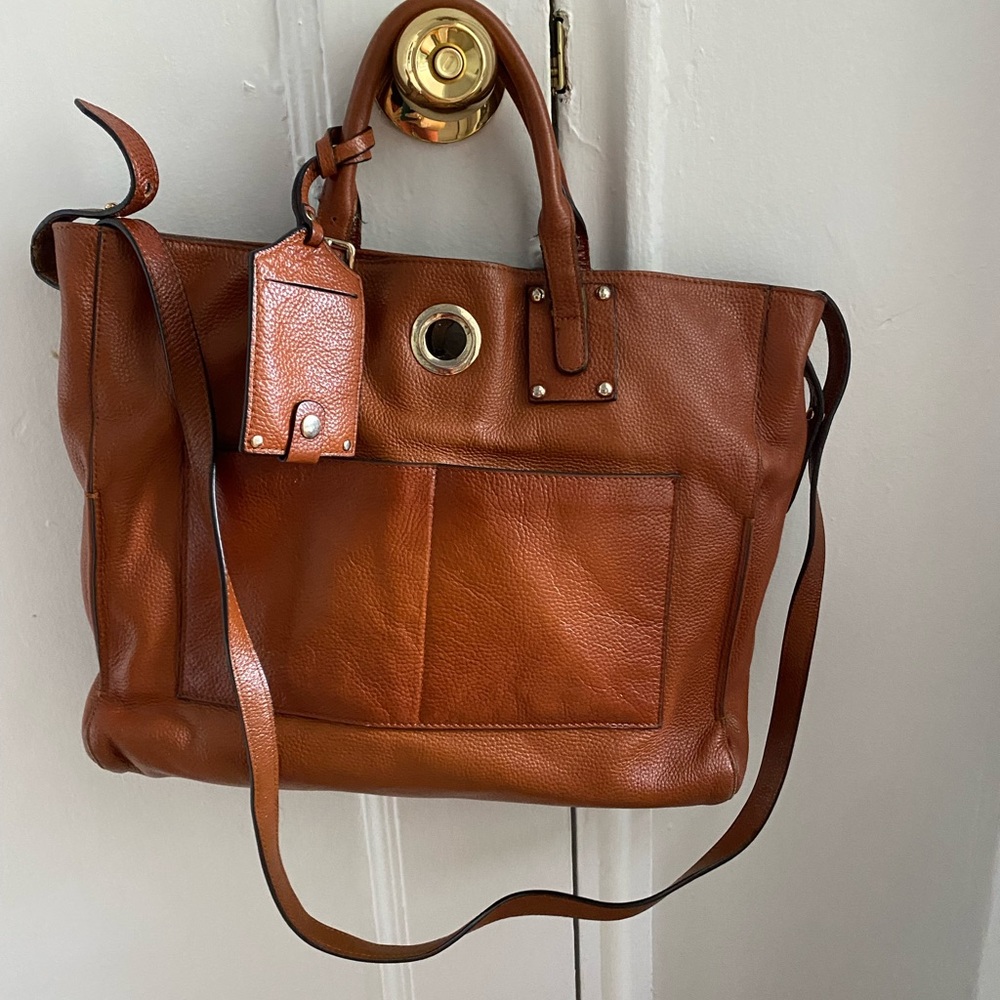 Leather work tote